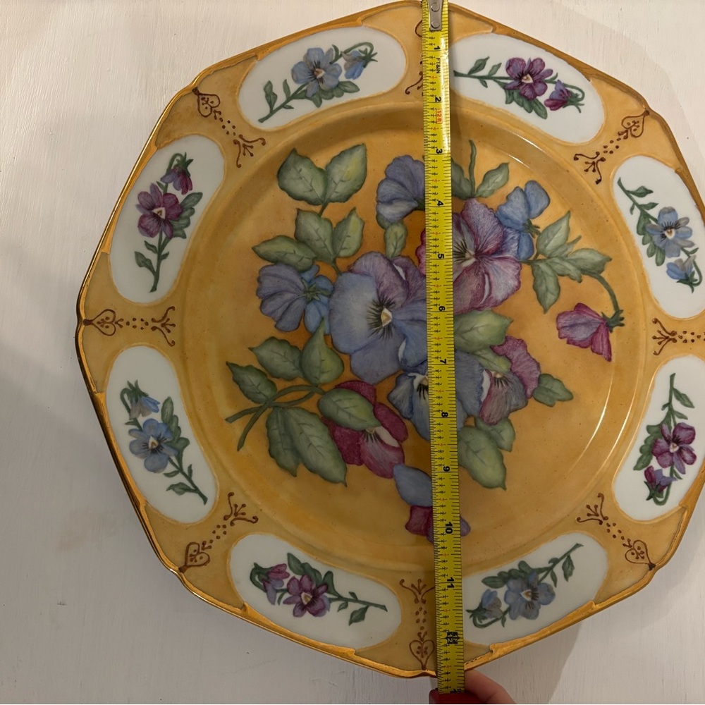 Vintage Hand Painted Signed Lusterware Pansies Spring Dish Platter. Gorgeous 13” - Picture 3 of 4